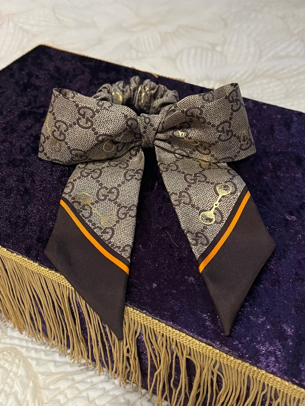 GG silk bow scrunchie